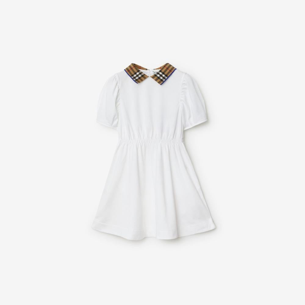 BURBERRY Kids Check Collar Cotton Polo Shirt DressPrice White 80731651