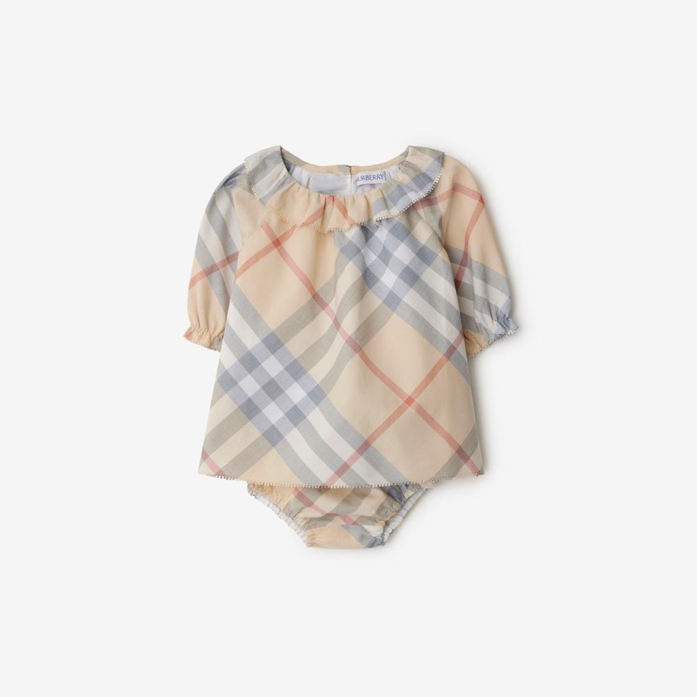 BURBERRY Kids Check Cotton Dress with Bloomers Pale stone 80894101