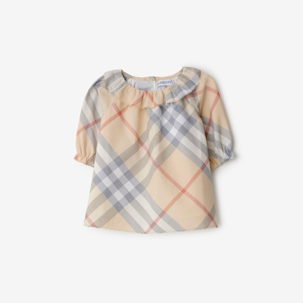 BURBERRY Kids Check Cotton Dress with Bloomers Pale stone 80894101