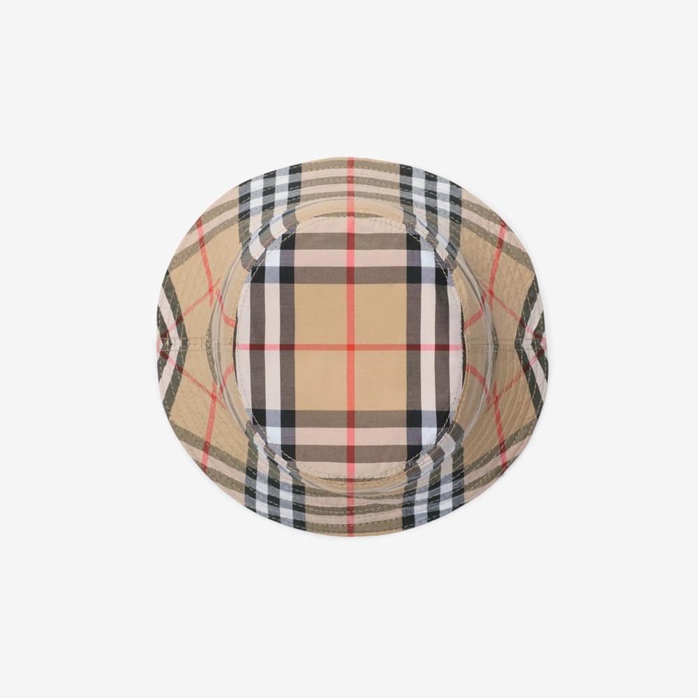 BURBERRY Kids Reversible Cotton Blend Bucket Hat Sand 80894331