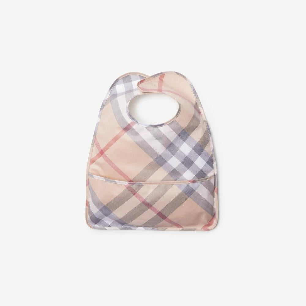 BURBERRY Kids Check Cotton Bib Pale stone 80897891