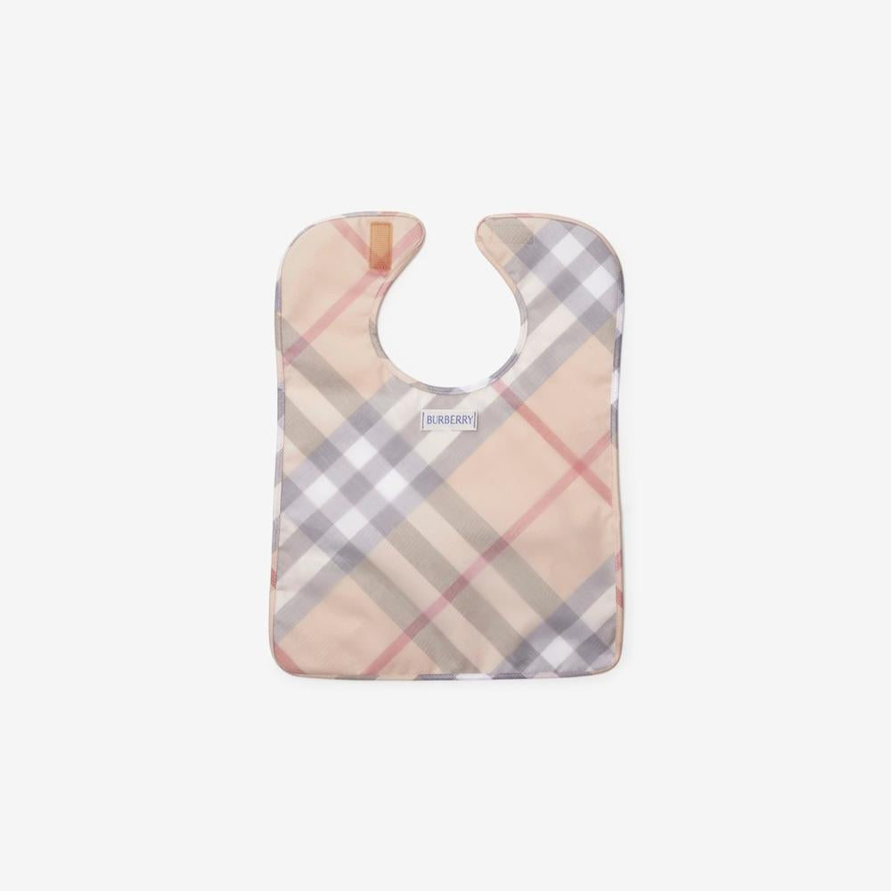 BURBERRY Kids Check Cotton Bib Pale stone 80897891