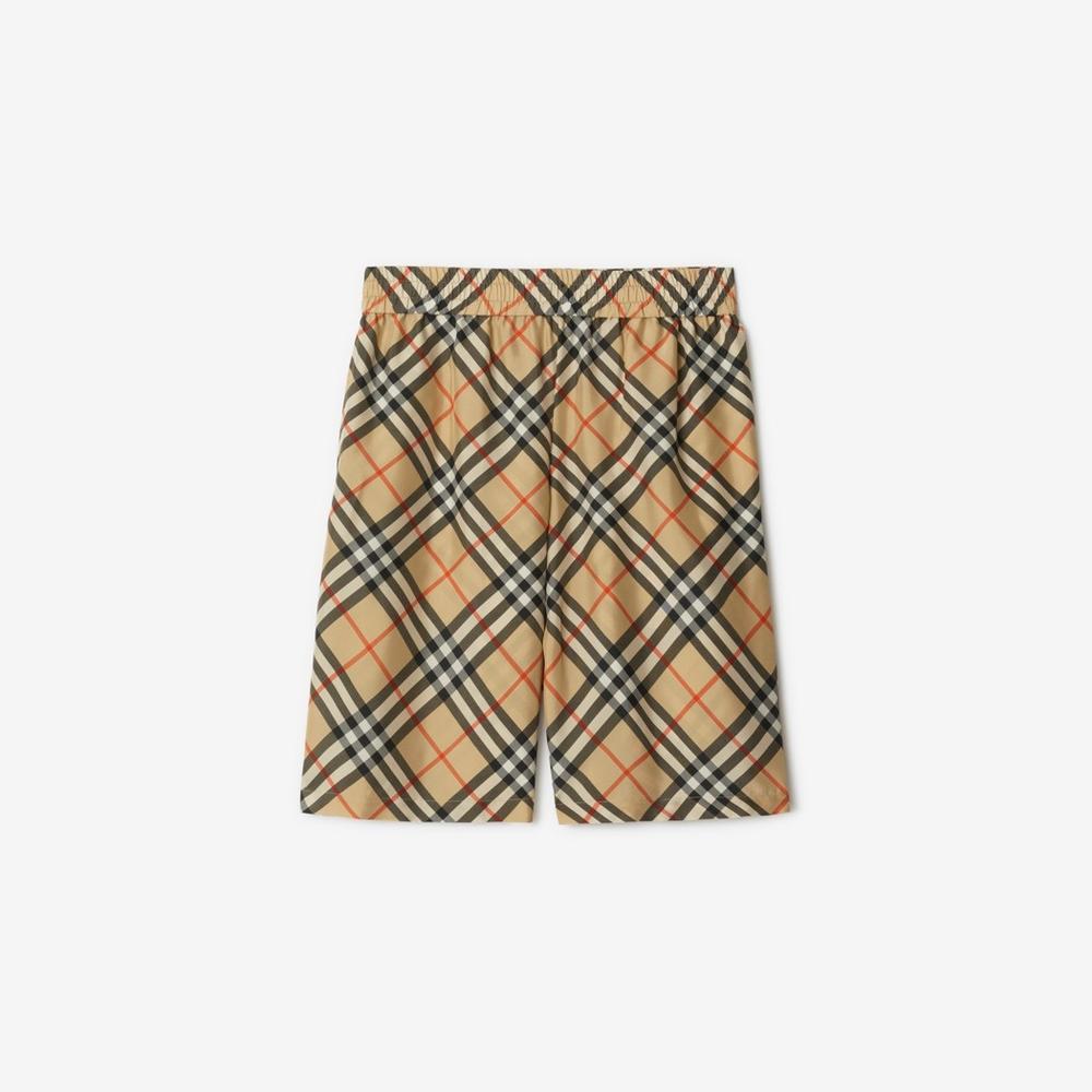 BURBERRY Men Check Silk Shorts Sand 80911991