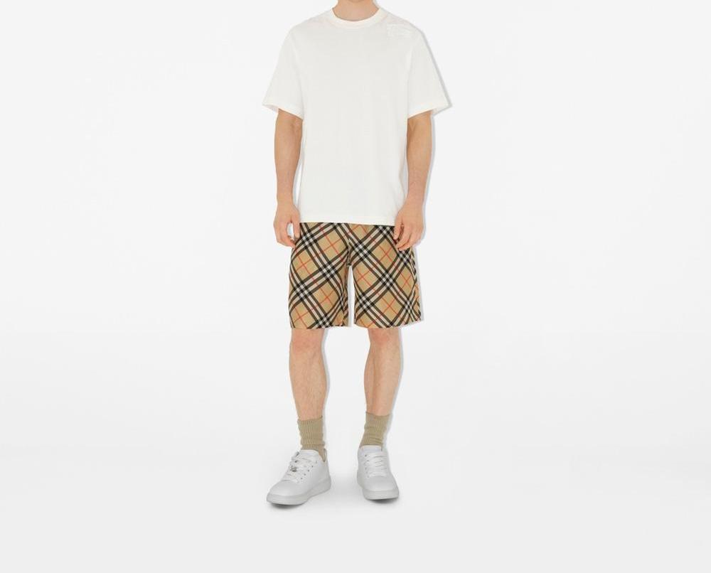 BURBERRY Men Check Silk Shorts Sand 80911991