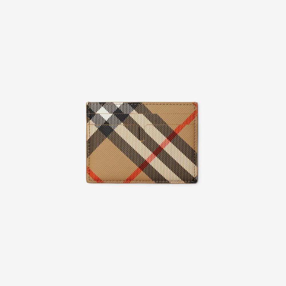 BURBERRY Men Check Card Case Sand 80919141