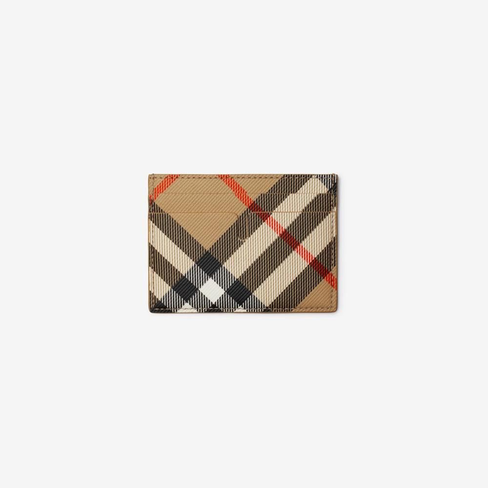 BURBERRY Men Check Card Case Sand 80919141