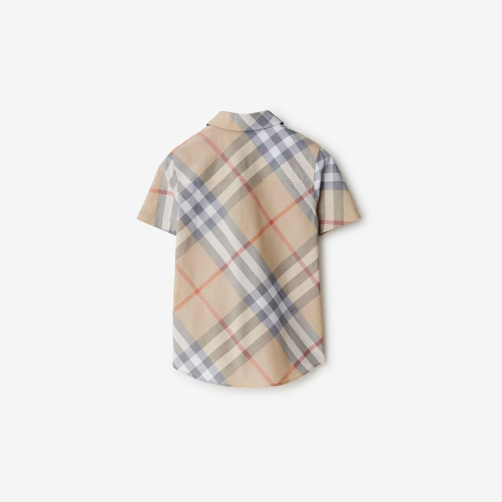 BURBERRY Kids Check Cotton Shirt Pale stone 80923531