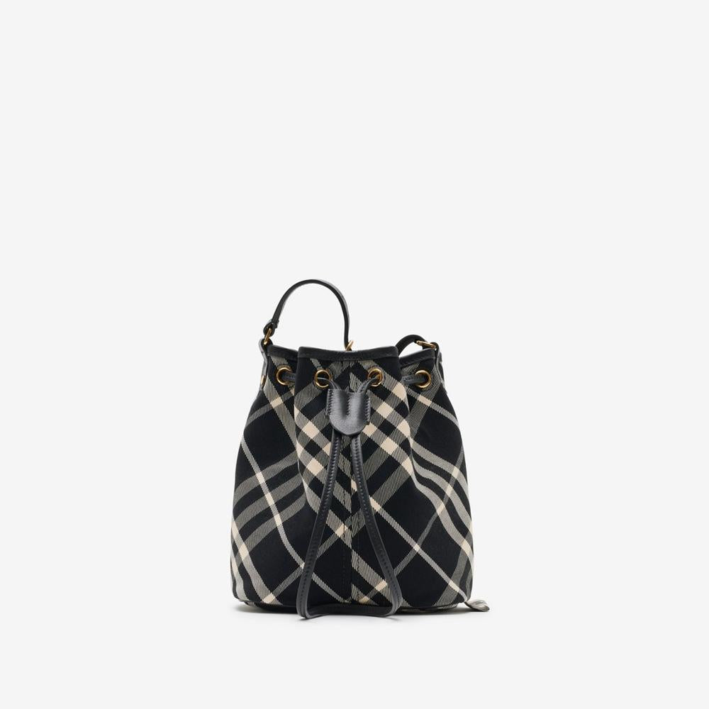 BURBERRY Women Mini Check Bucket Bag Black/calico 80950571