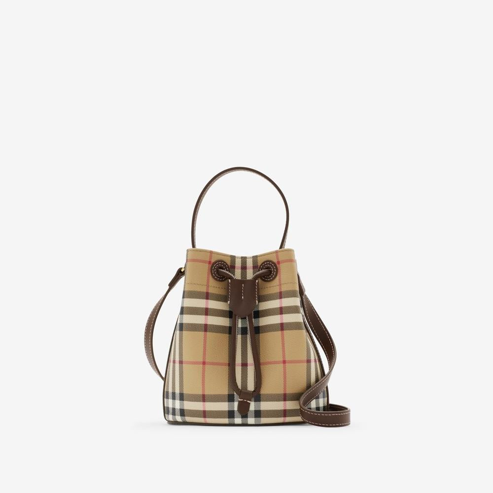 BURBERRY Women Mini Check Bucket Bag Archive beige/military 81004881