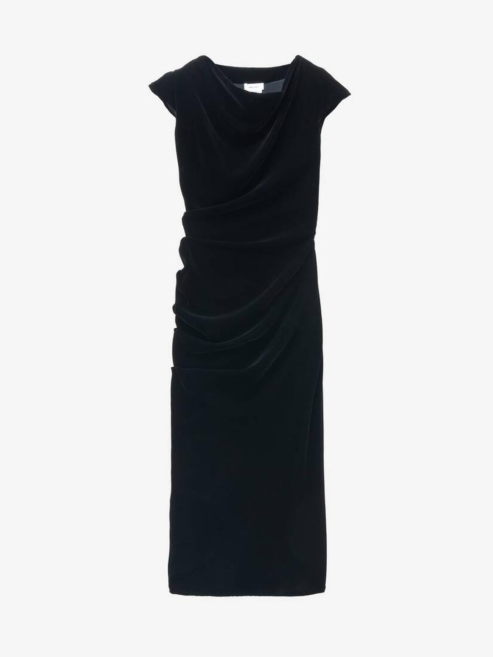 ALEXANDER MCQUEEN Women Asymmetric Draped Dress in Black 814518QEAF11000