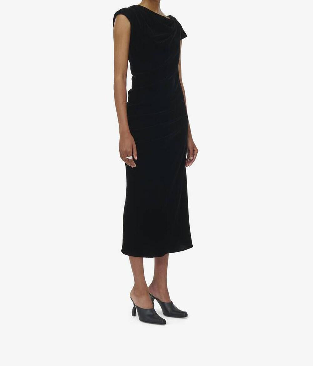 ALEXANDER MCQUEEN Women Asymmetric Draped Dress in Black 814518QEAF11000