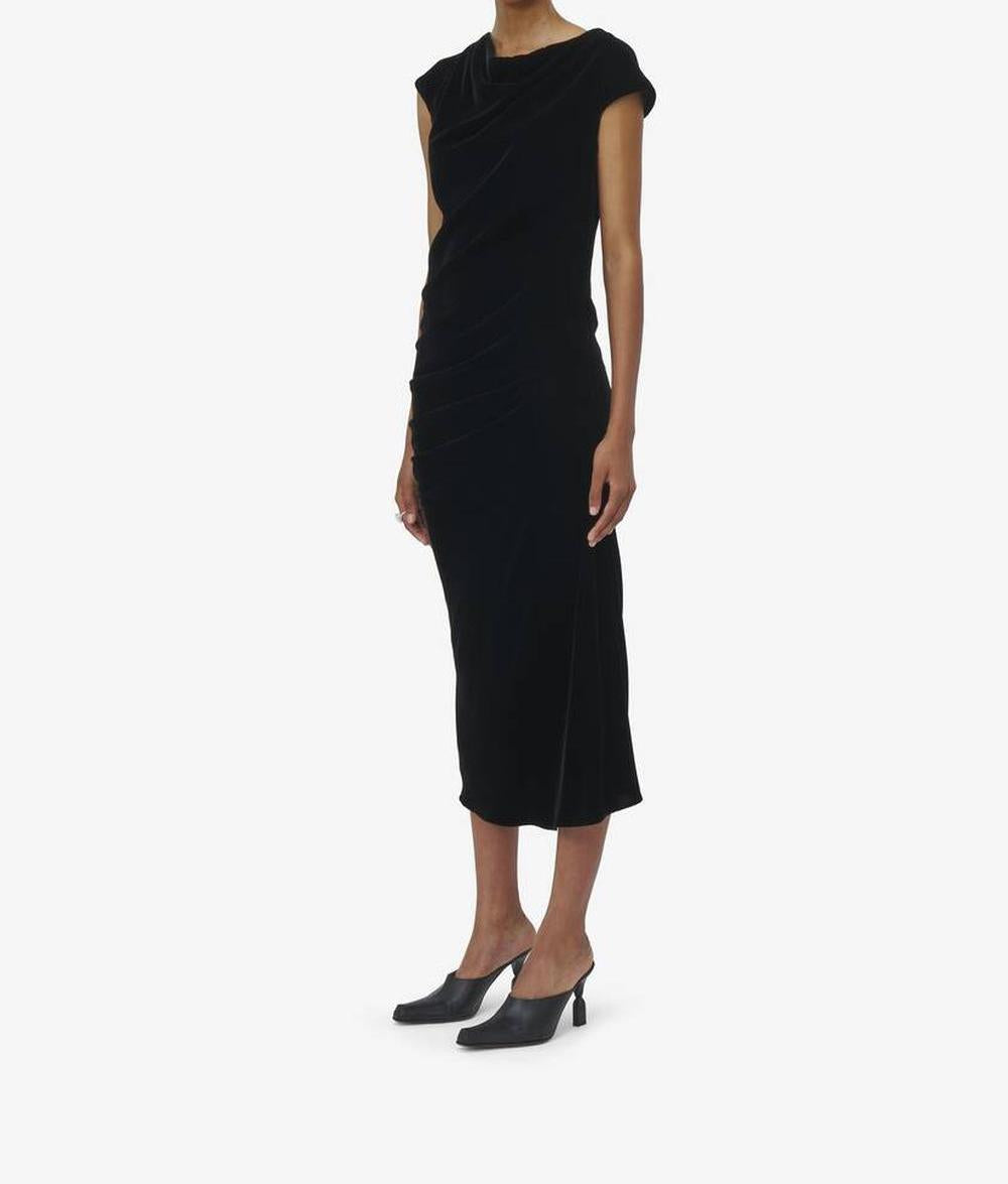 ALEXANDER MCQUEEN Women Asymmetric Draped Dress in Black 814518QEAF11000