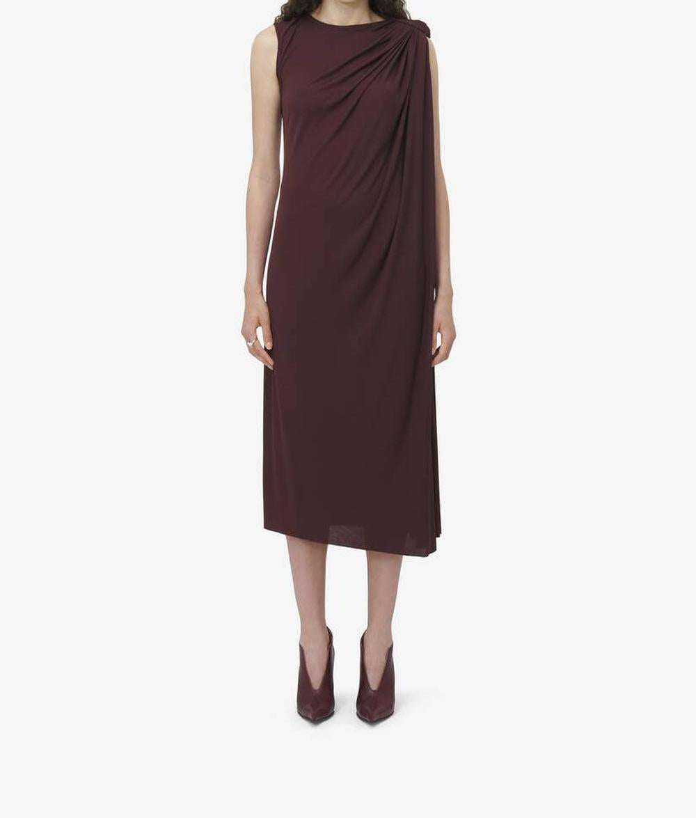 ALEXANDER MCQUEEN Women Draped Midi Dress in Burgundy 815096QLADY5006