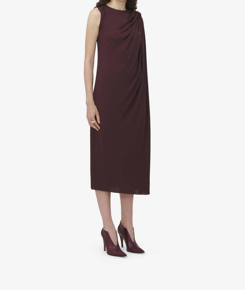 ALEXANDER MCQUEEN Women Draped Midi Dress in Burgundy 815096QLADY5006