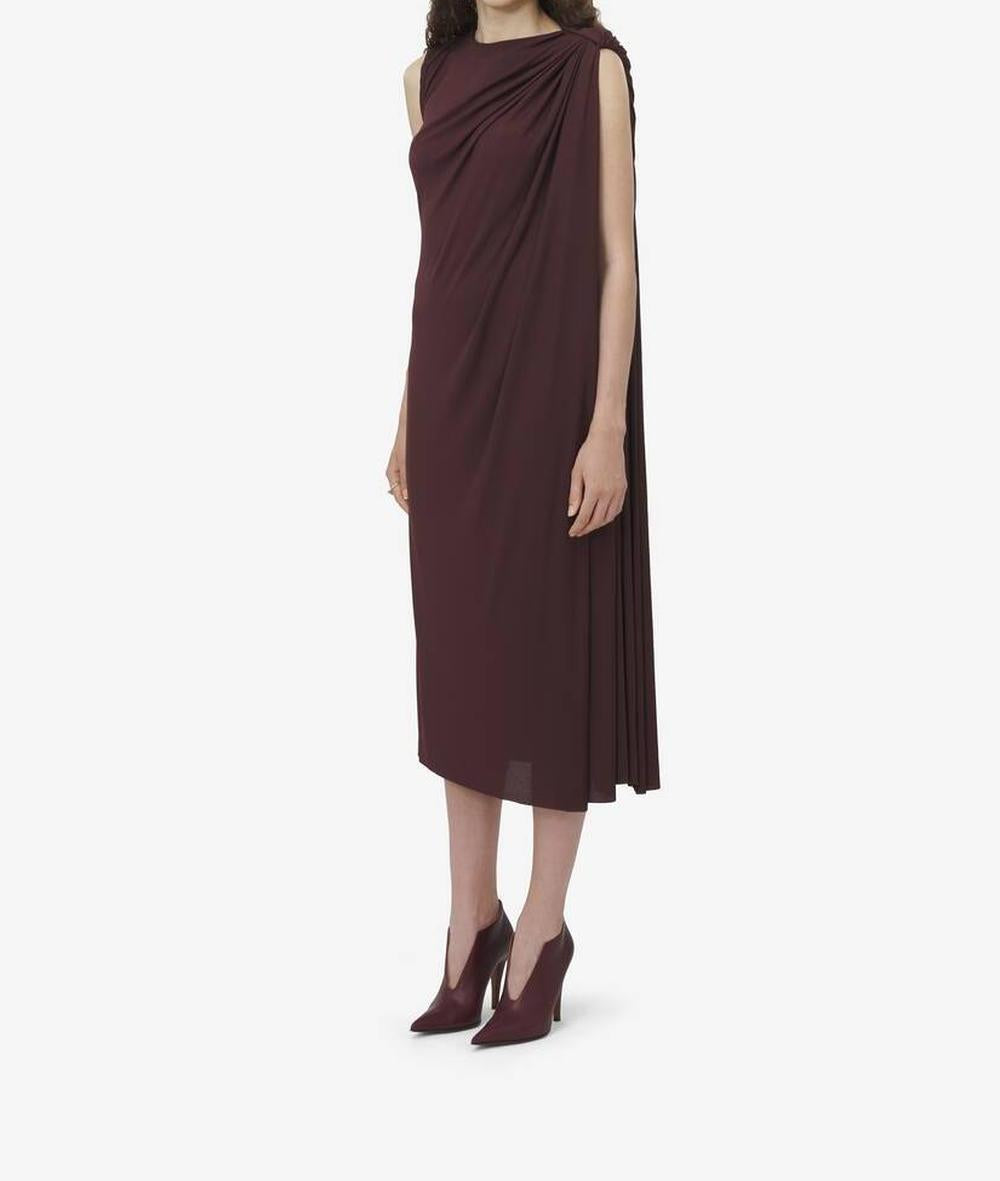 ALEXANDER MCQUEEN Women Draped Midi Dress in Burgundy 815096QLADY5006