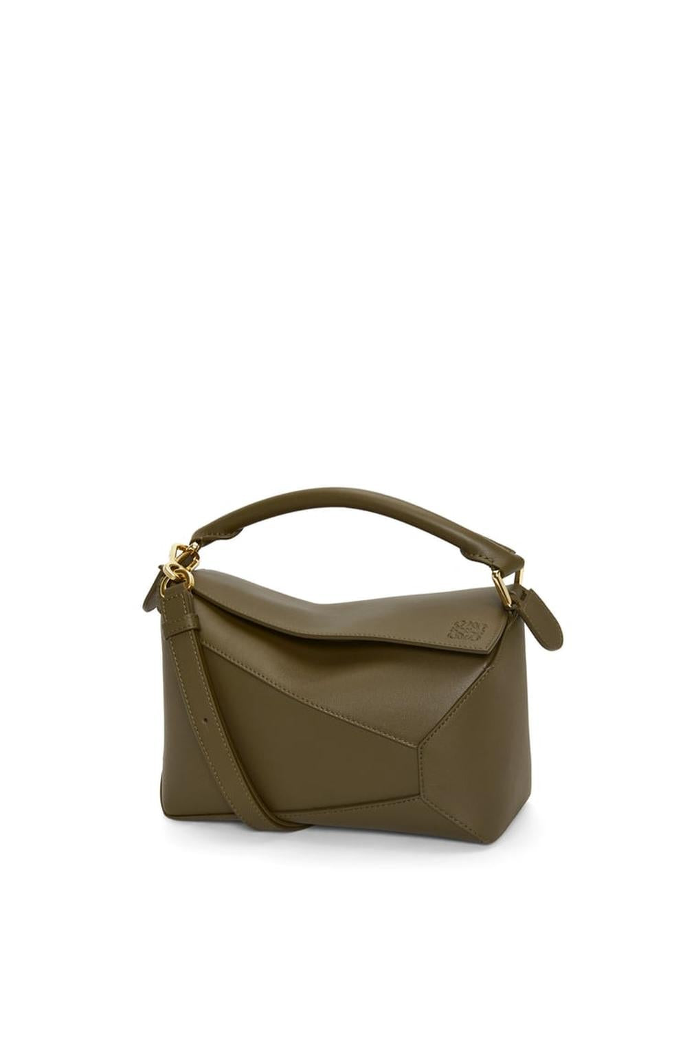 LOEWE Women Small Puzzle bag in classic calfskin Dark Khaki Green A510P60X41-3969