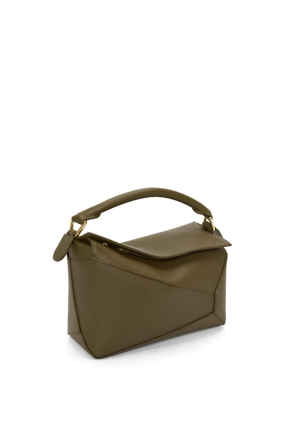 LOEWE Women Small Puzzle bag in classic calfskin Dark Khaki Green A510P60X41-3969