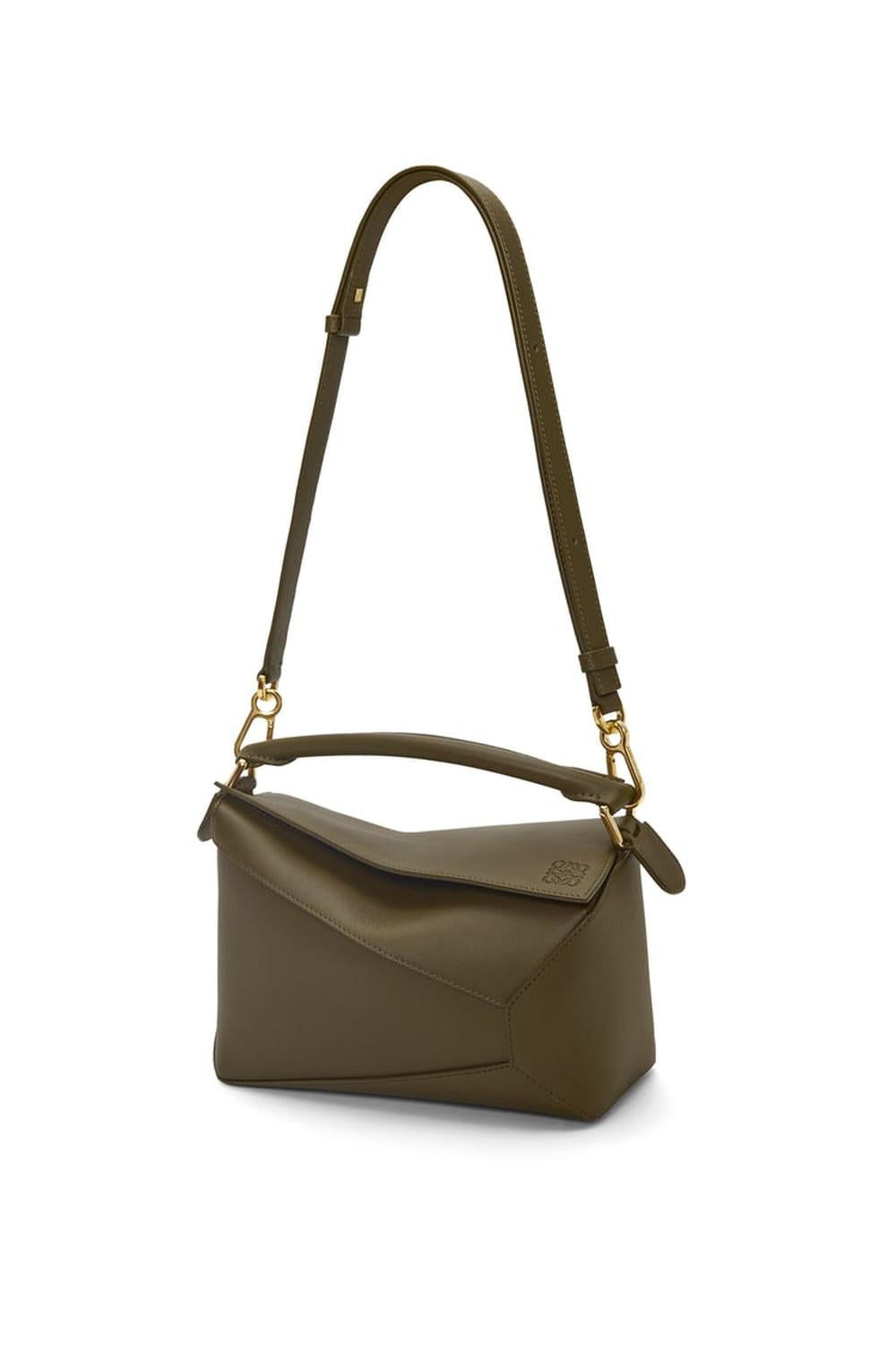 LOEWE Women Small Puzzle bag in classic calfskin Dark Khaki Green A510P60X41-3969