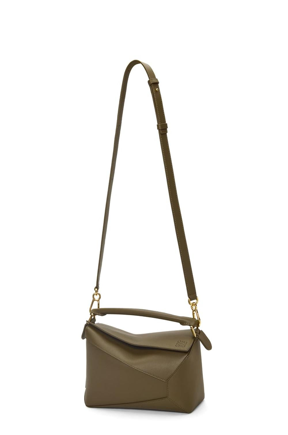 LOEWE Women Small Puzzle bag in classic calfskin Dark Khaki Green A510P60X41-3969