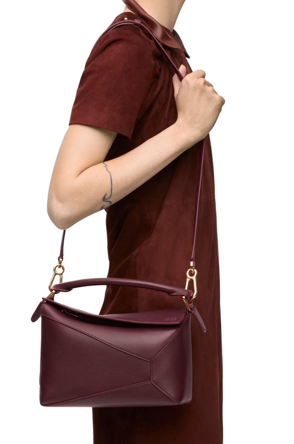 LOEWE Women Small Puzzle bag in classic calfskin Dark Burgundy A510P60X41-7240