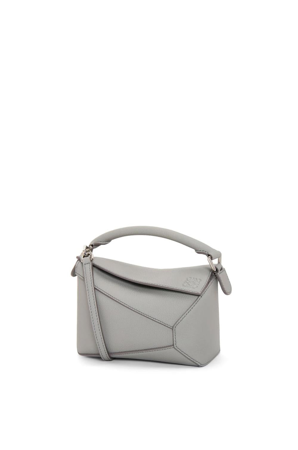 LOEWE Women Mini Puzzle bag in soft grained calfskin Pearl Grey A510P88X16-1150