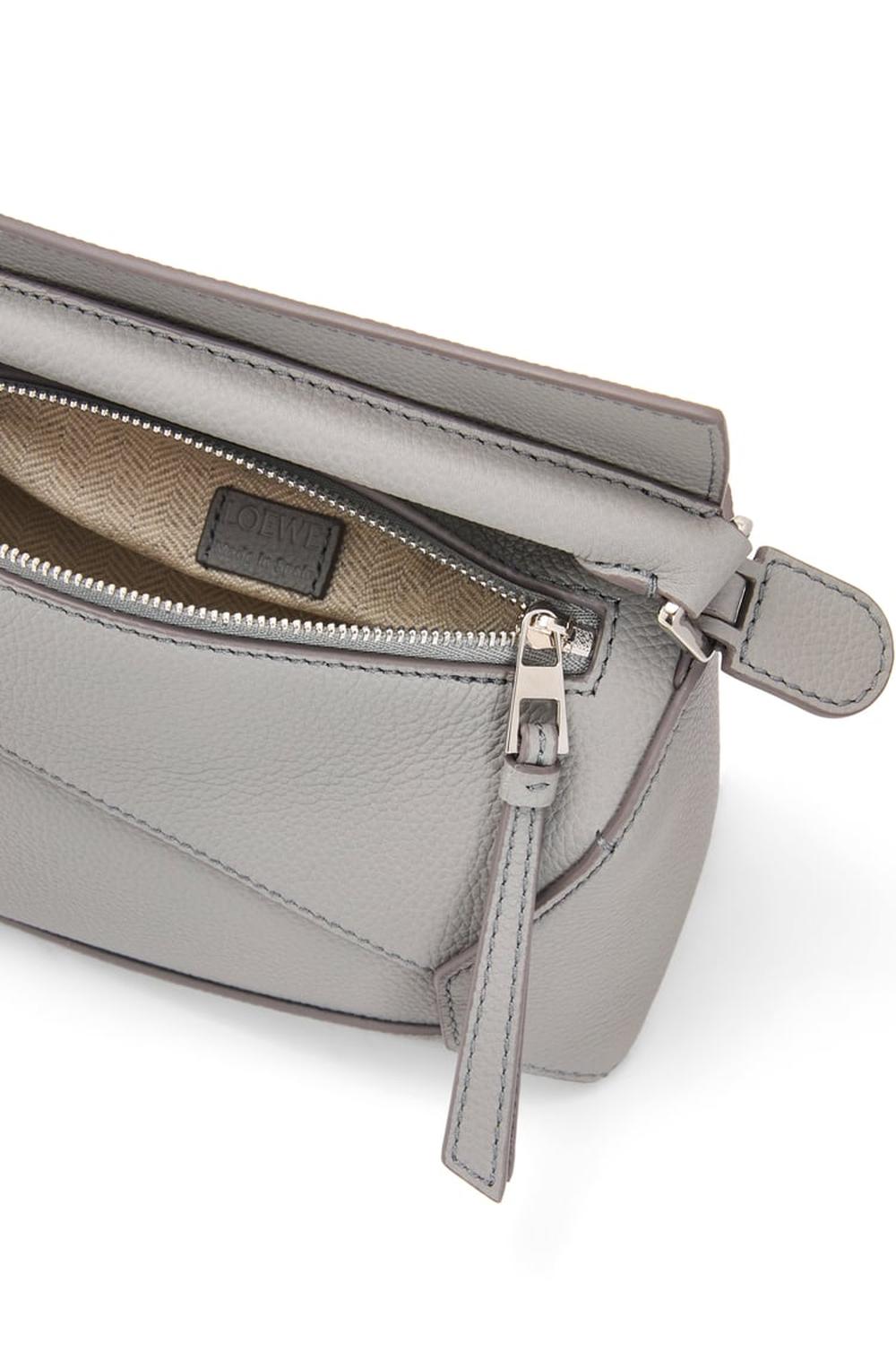 LOEWE Women Mini Puzzle bag in soft grained calfskin Pearl Grey A510P88X16-1150