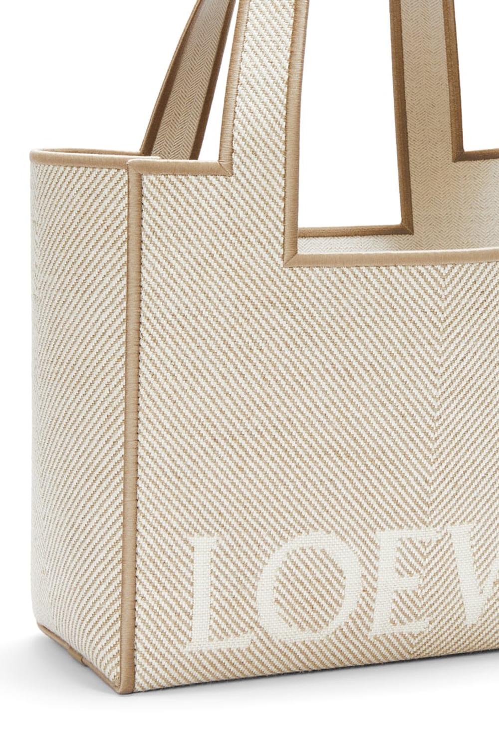 LOEWE Women Medium Font tote in jacquard canvas Ecru ALF1B61X11-2370