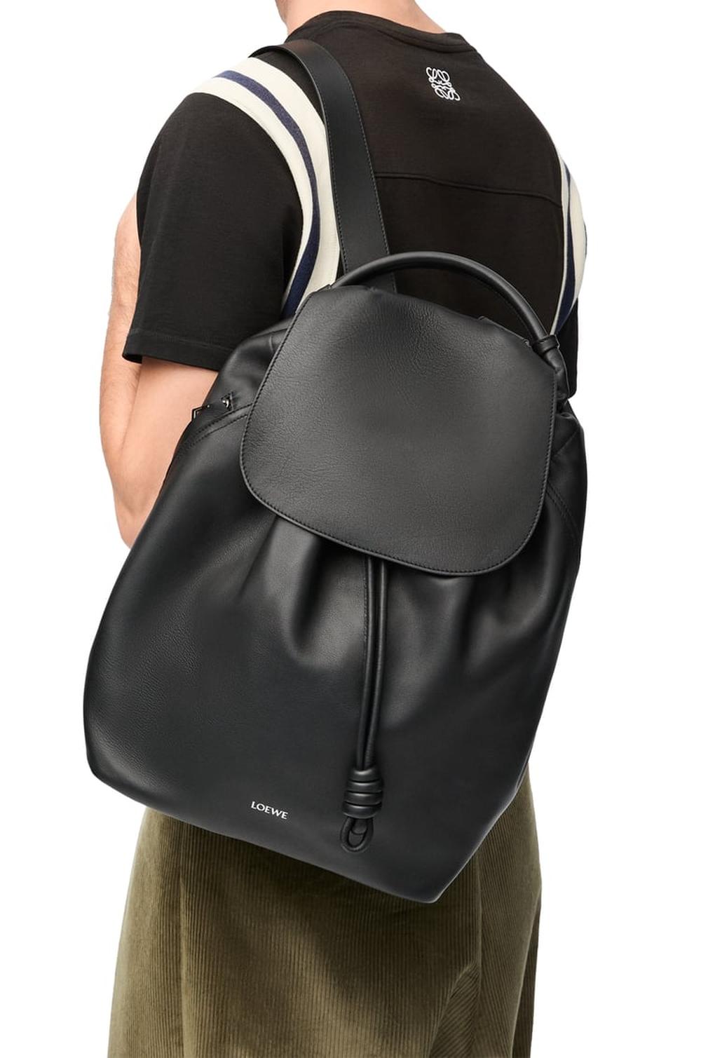 LOEWE Men Flamenco backpack in shiny supple calfskin Black B411FLKX01