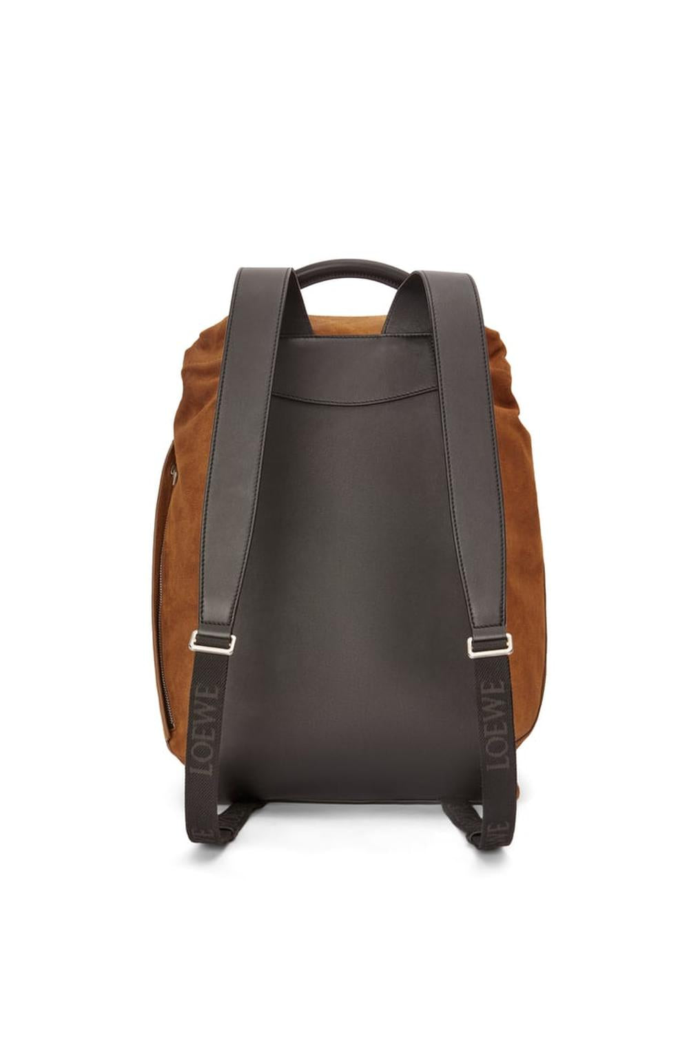 LOEWE Men Flamenco backpack in pressed suede Cognac B411FLKX02