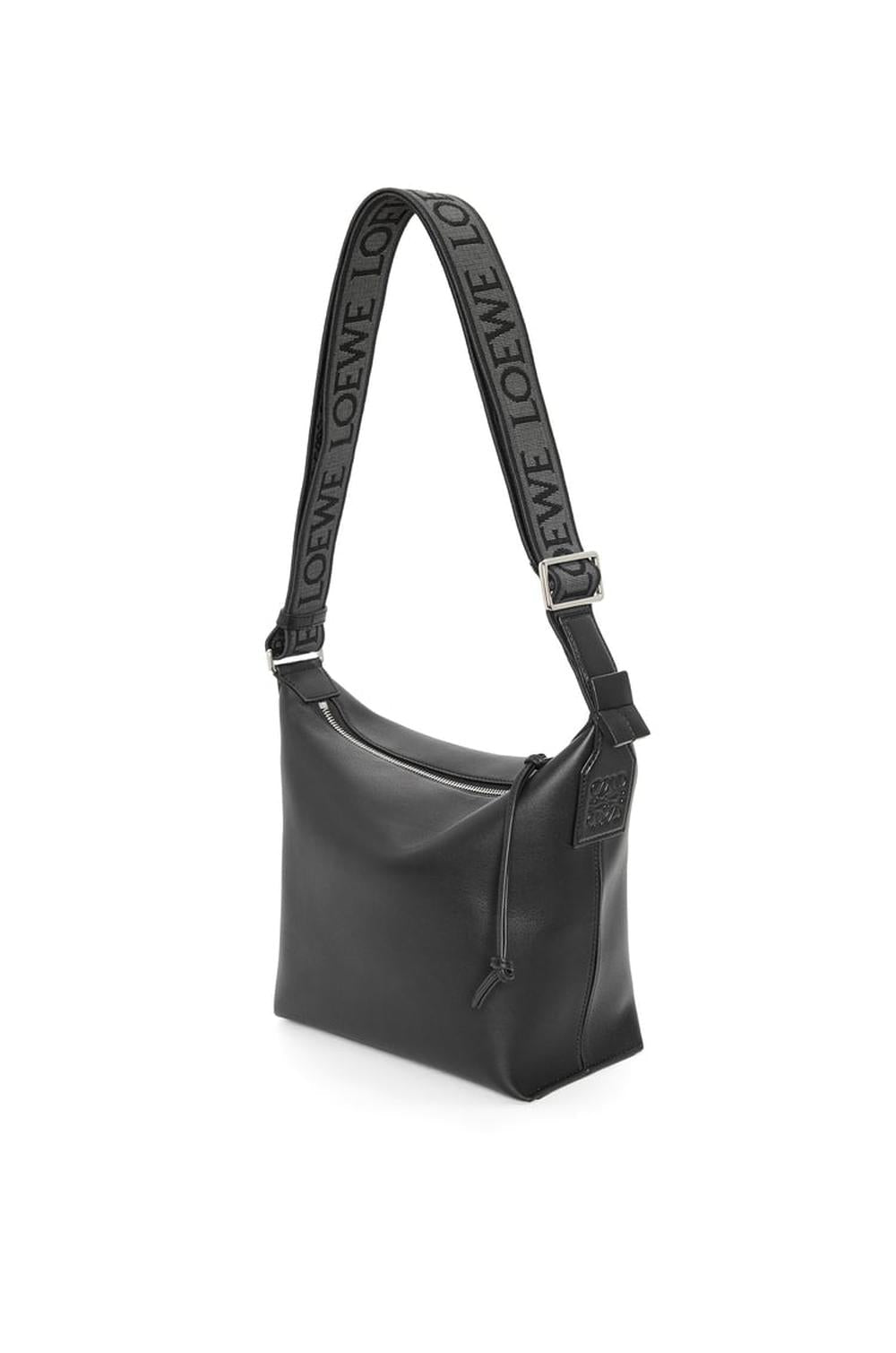 LOEWE Men Small Cubi crossbody bag in supple smooth calfskin and jacquard Black B906Q63X04