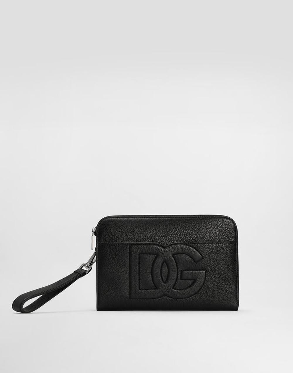 Dolce & Gabbana Men Medium deerskin pouch Black BM2338A803480999