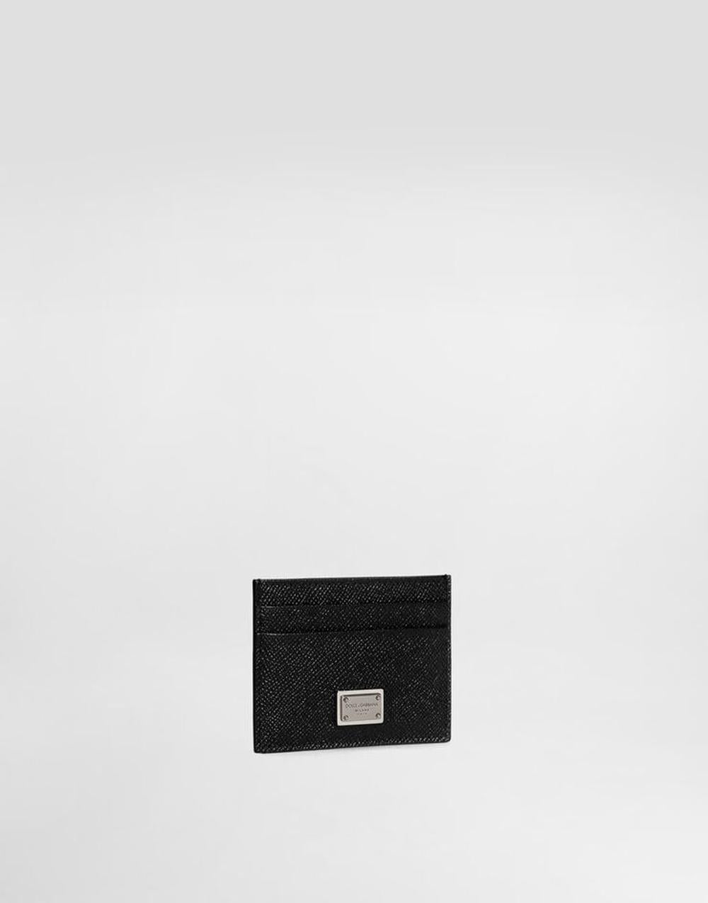 Dolce & Gabbana Men Calfskin card holder with branded plate Black BP0330AG21980999