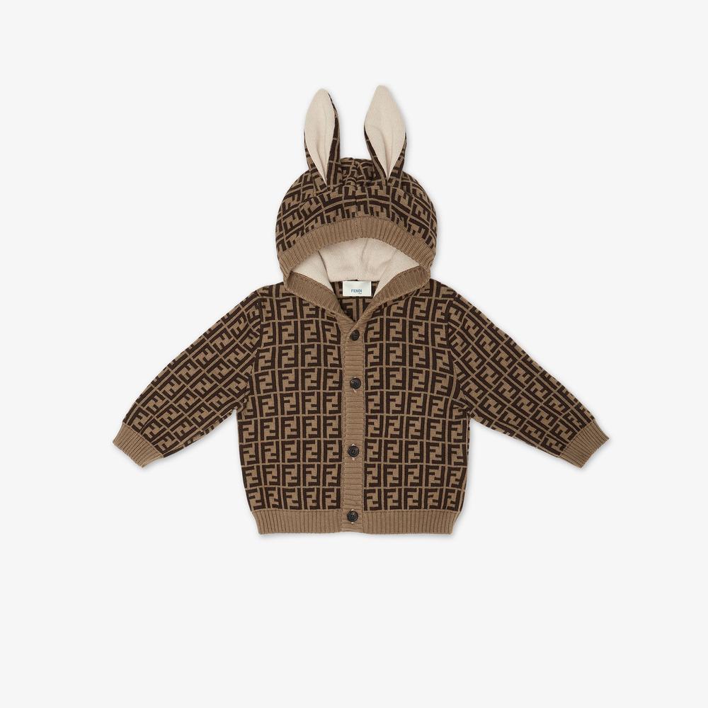 FENDI Kids Baby Cardigan with Ears tobacco BUG112AJ3KF15B6