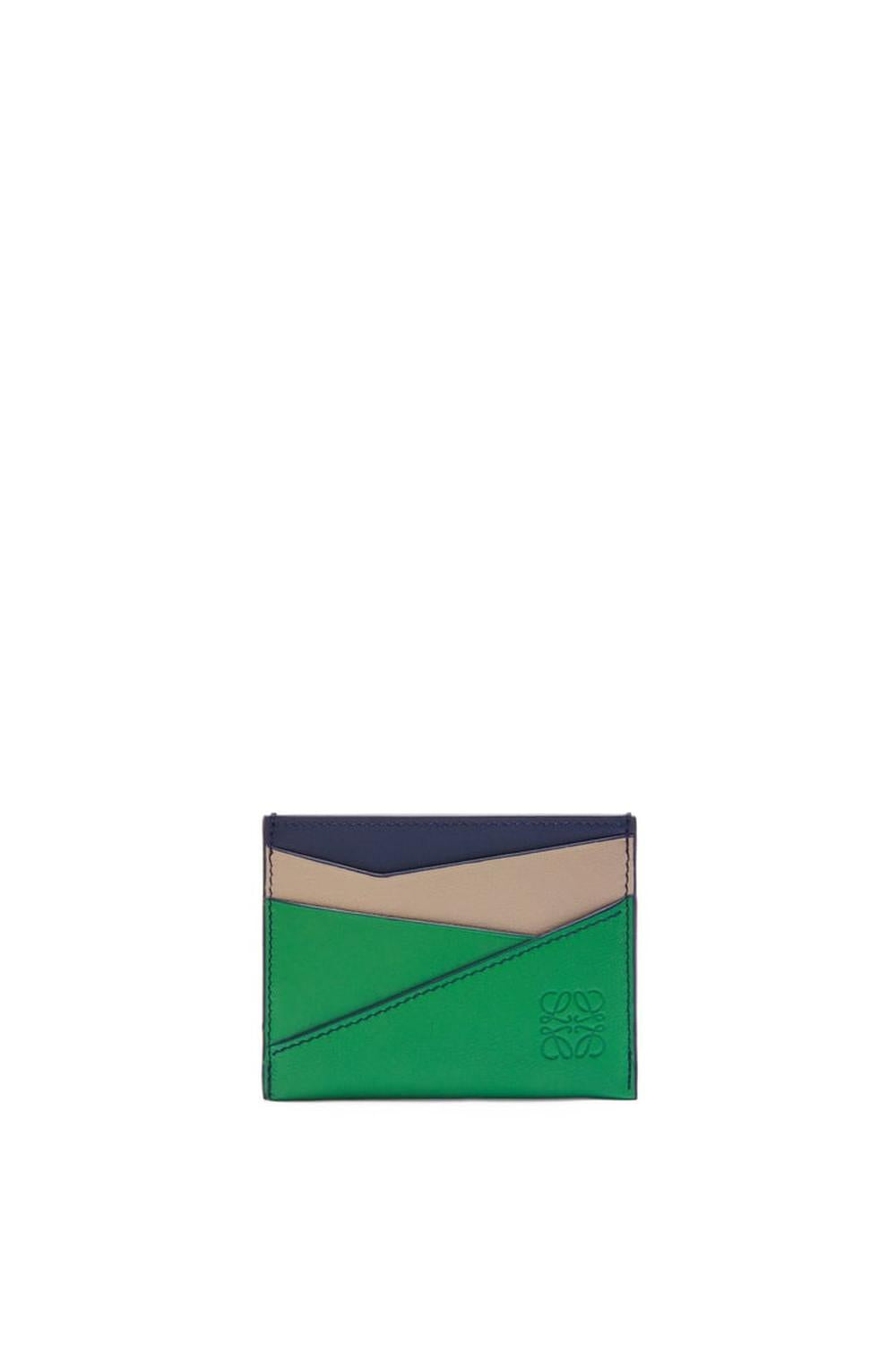 LOEWE Men Puzzle plain cardholder in classic calfskin Sand/Tropical Green C510Q77X05