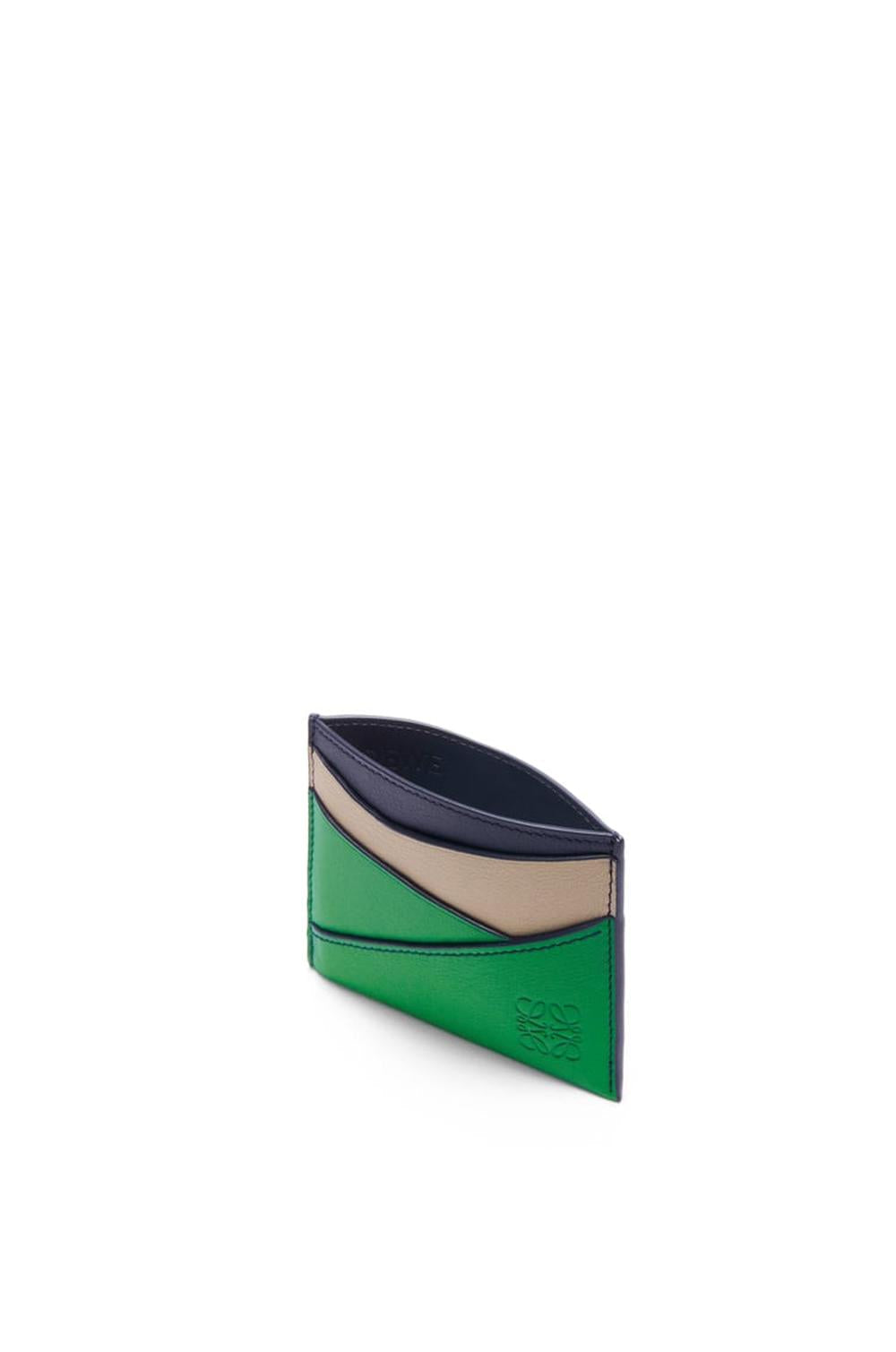 LOEWE Men Puzzle plain cardholder in classic calfskin Sand/Tropical Green C510Q77X05