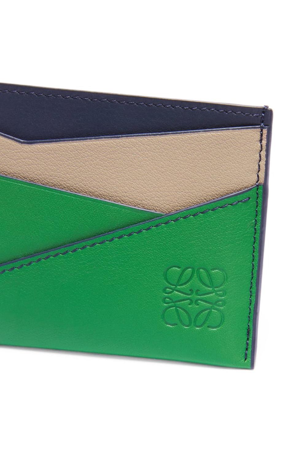 LOEWE Men Puzzle plain cardholder in classic calfskin Sand/Tropical Green C510Q77X05