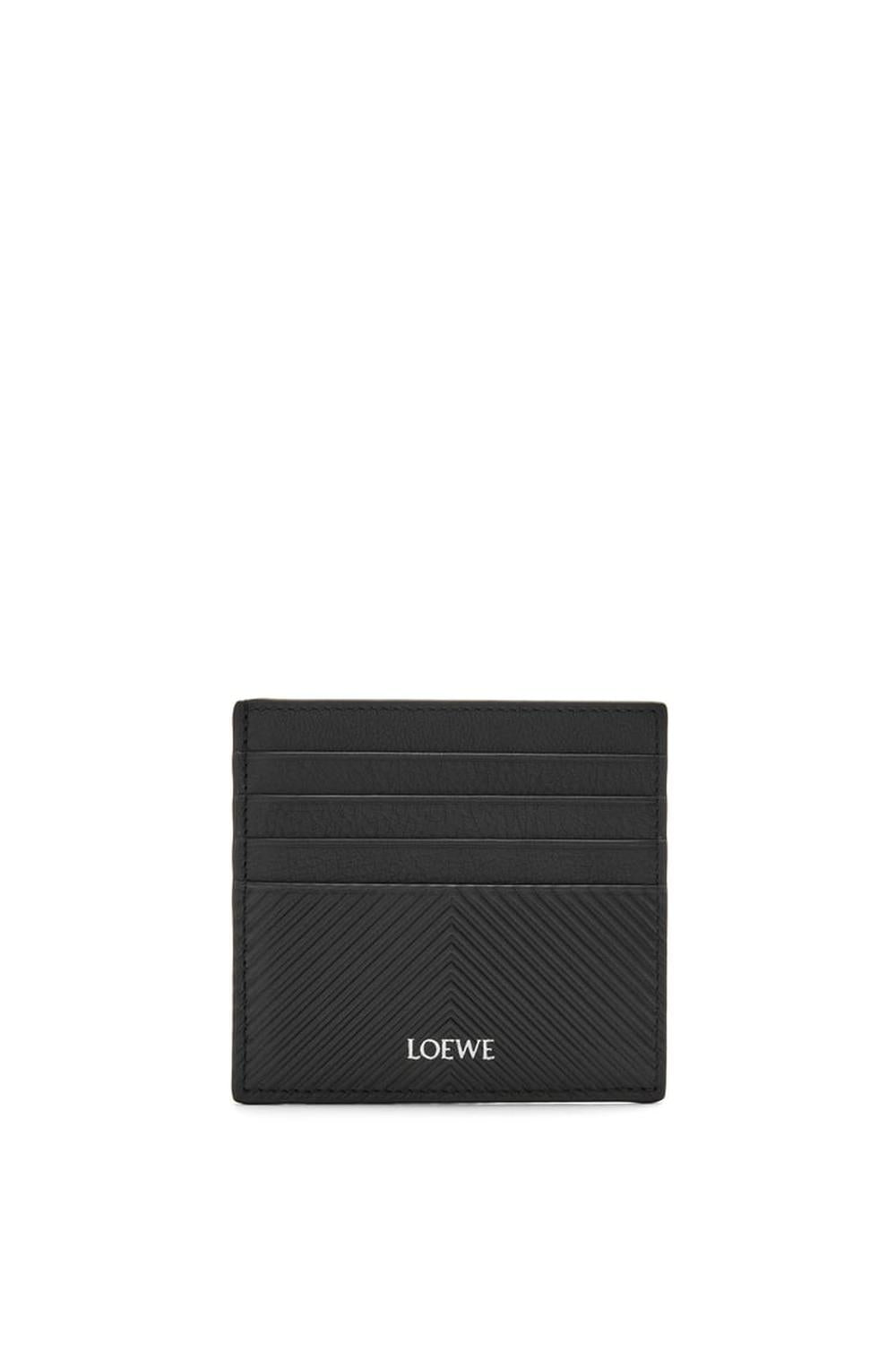 حافظة بطاقات LOEWE مفتوحة للرجال من جلد العجل الكلاسيكي المزخرف باللون الأسود C779W72X01-1100