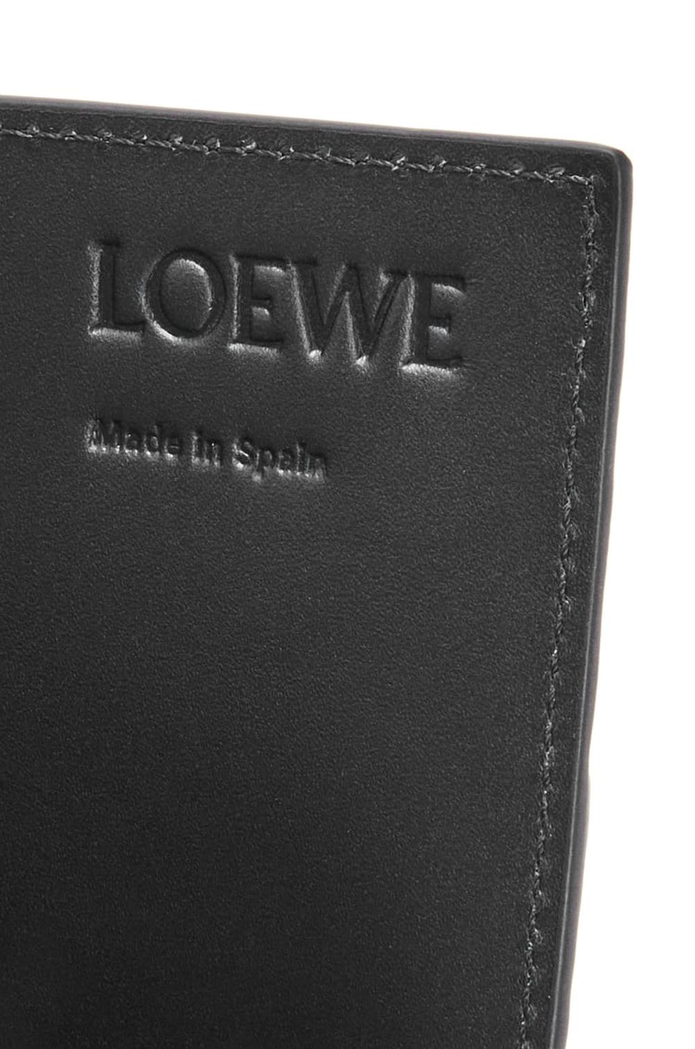 حافظة بطاقات LOEWE مفتوحة للرجال من جلد العجل الكلاسيكي المزخرف باللون الأسود C779W72X01-1100