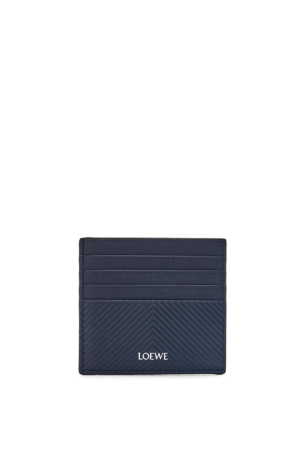 حافظة بطاقات LOEWE مفتوحة للرجال من جلد العجل الكلاسيكي المزخرف باللون الأزرق الداكن C779W72X01-5544