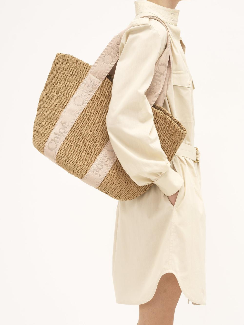 CHLOE Women Large Woody basket in natural fibers Blushy Beige CHC23AS380L1826Y