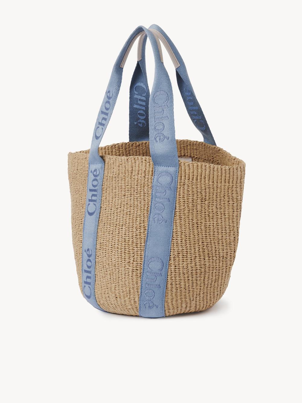 CHLOE Women Large Woody basket in natural fibers Washed Blue CHC23AS380L184E2