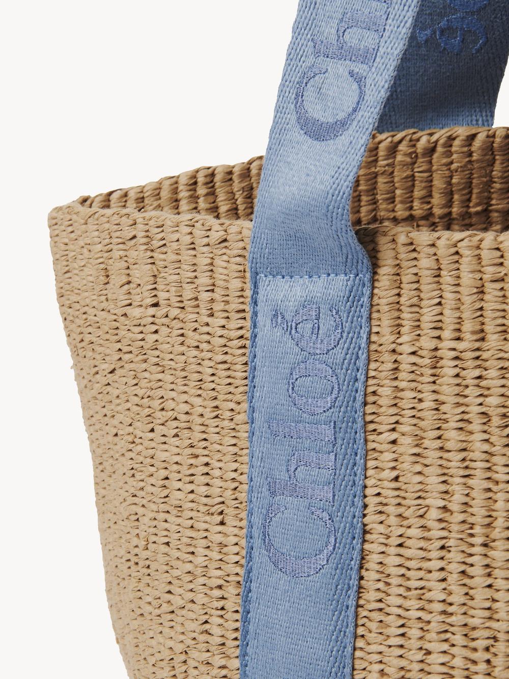 CHLOE Women Large Woody basket in natural fibers Washed Blue CHC23AS380L184E2