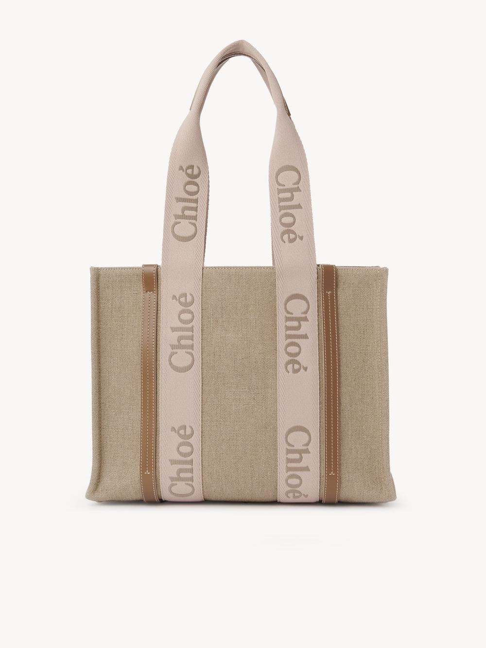 CHLOE Women Woody linen tote bag Blushy Beige CHC23AS383L1726Y