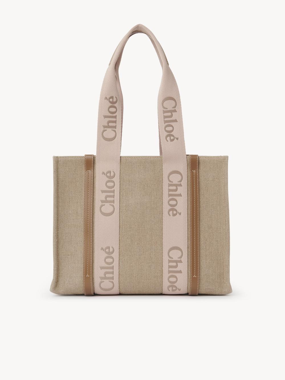 CHLOE Women Woody linen tote bag Blushy Beige CHC23AS383L1726Y