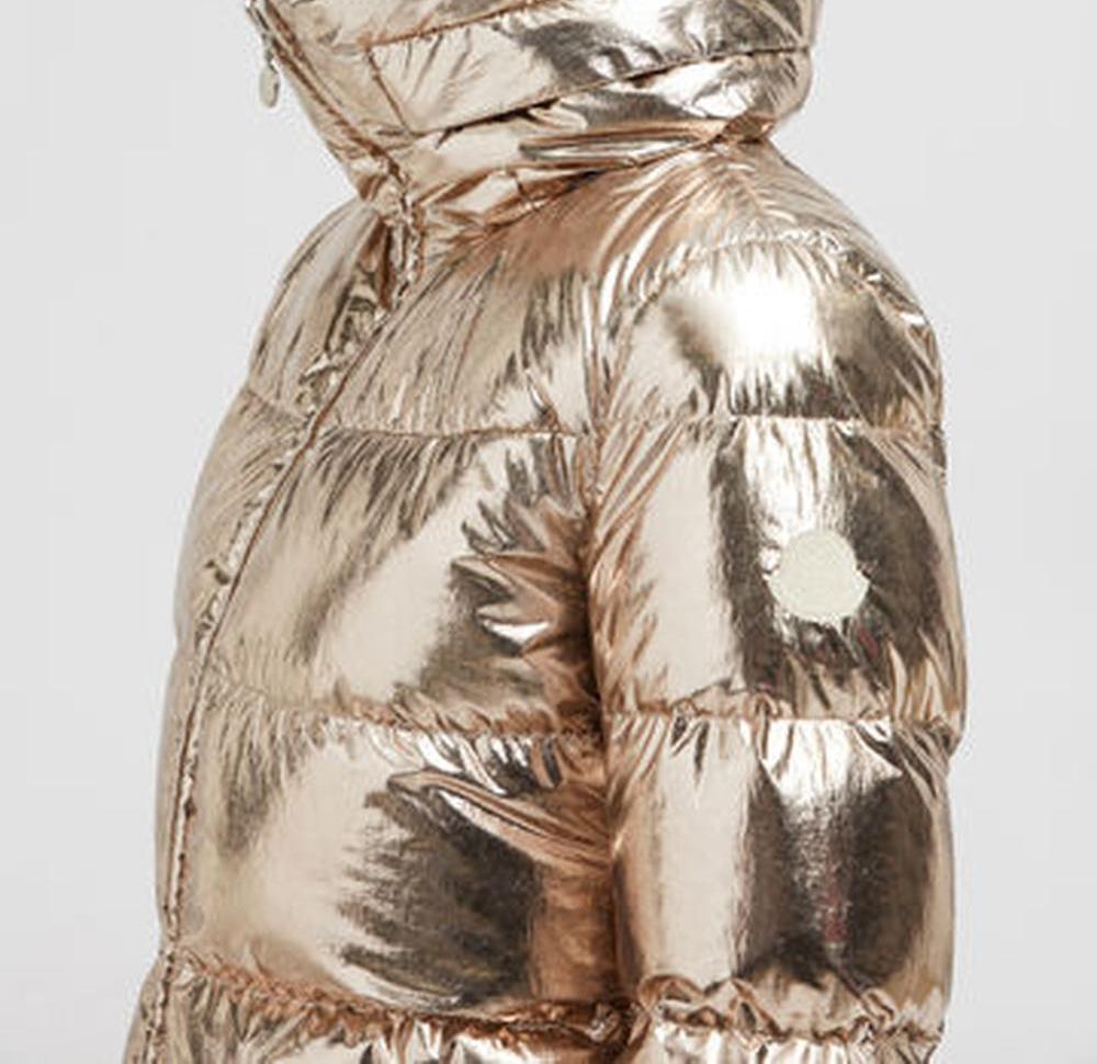 MONCLER Women Douros Metallic Hooded Short Down Jacket Gold J20931A001615980VM94