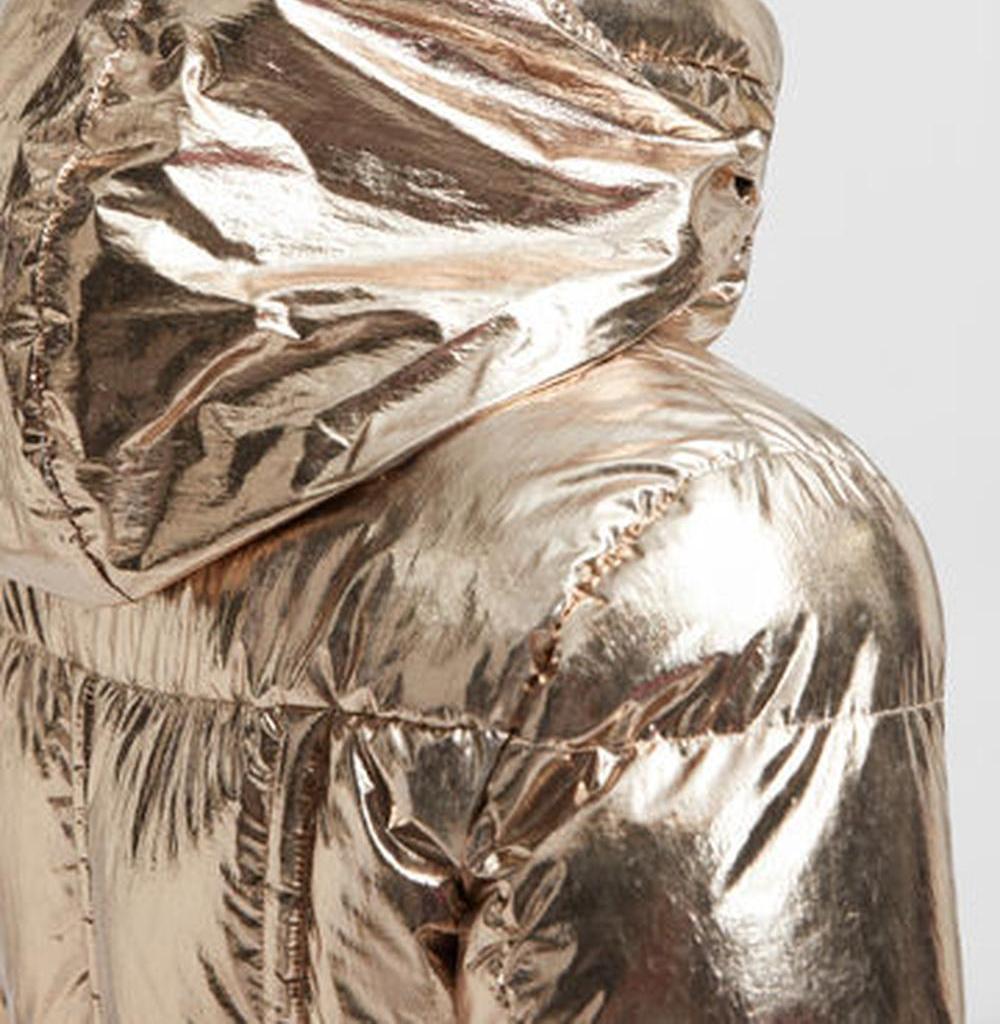 MONCLER Women Douros Metallic Hooded Short Down Jacket Gold J20931A001615980VM94