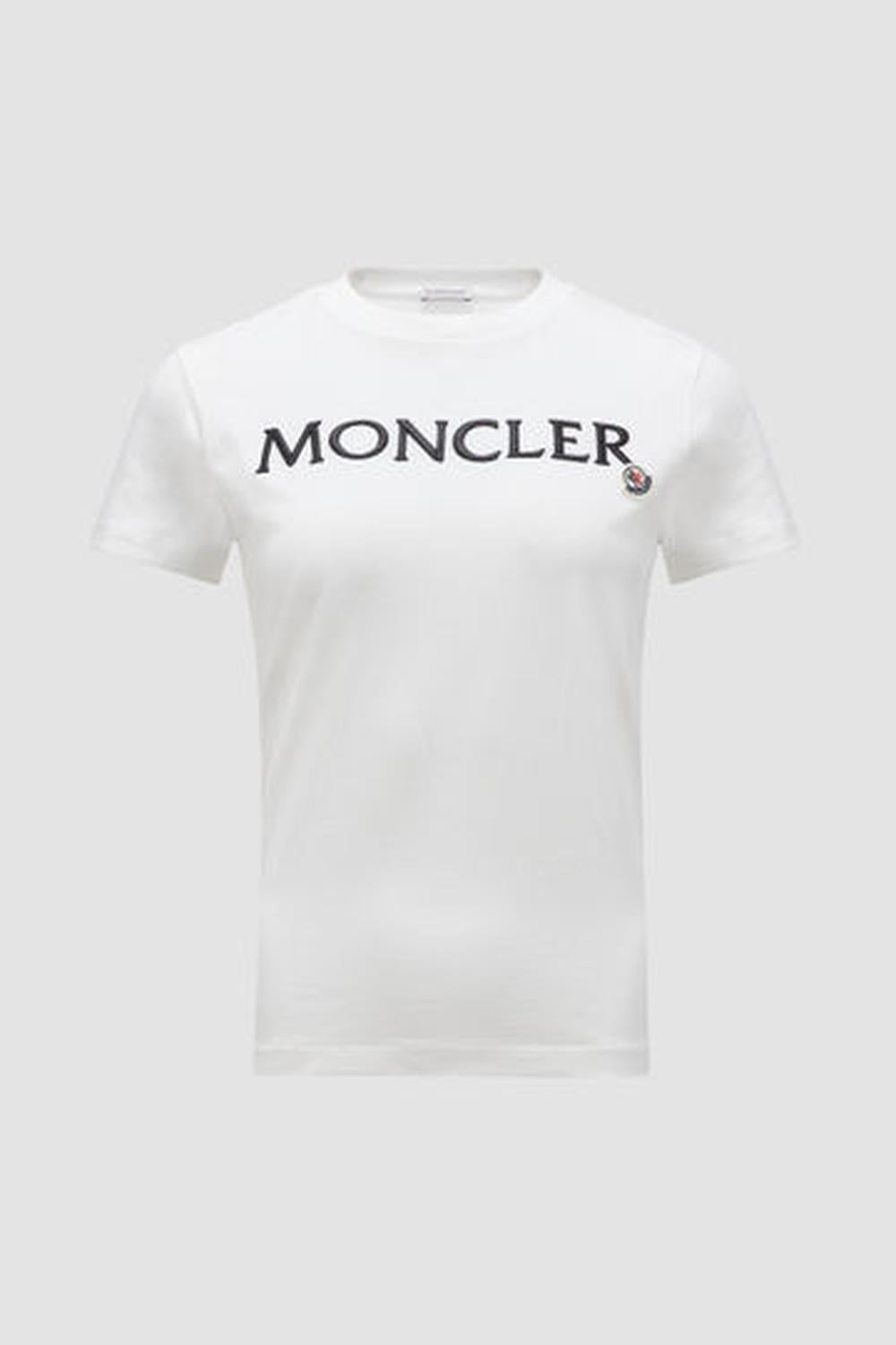 MONCLER Women Embroidered Logo Cotton T-Shirt Off White J20938C0001189AIJ033