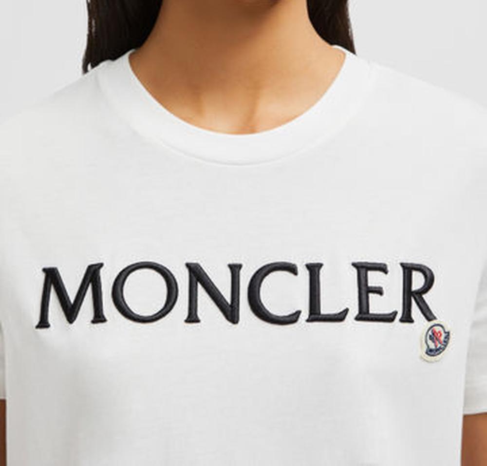 MONCLER Women Embroidered Logo Cotton T-Shirt Off White J20938C0001189AIJ033