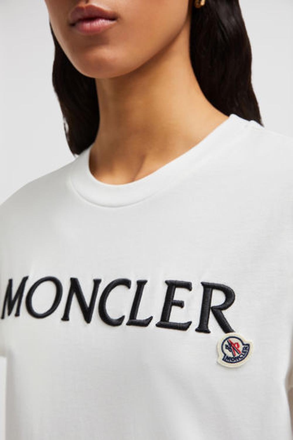 MONCLER Women Embroidered Logo Cotton T-Shirt Off White J20938C0001189AIJ033