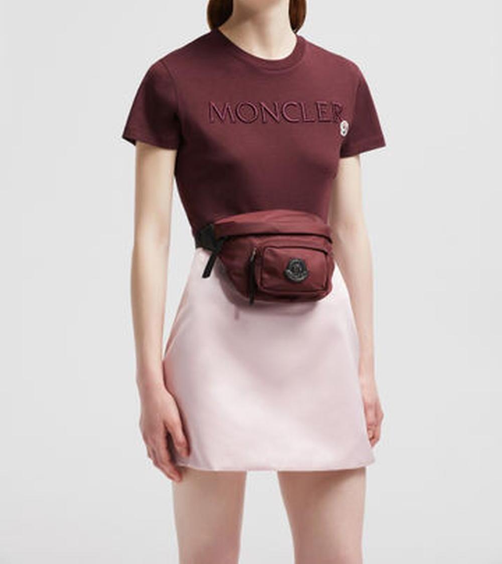 MONCLER Women Embroidered Logo Cotton T-Shirt Burgundy J20938C0001189AIJ480